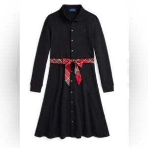 Kids Polo Ralph Lauren Black Dress with Red Plaid Belt